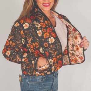 Simply Southern Floral Bomber Jacket - Black and Red